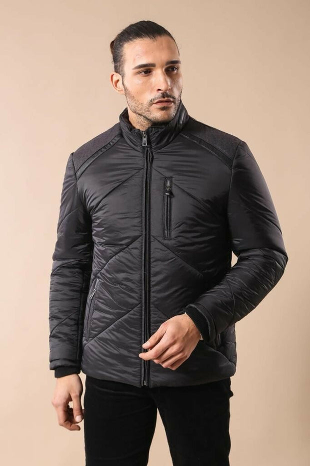 Smoked Quilted Down Coat 3-piece-suit, 40, Jackets, Modern Fit, Outwear, Puffer Coats, Quilted, Slim Fit, Zippered OutwearJacketsPuffer Coats - wessi