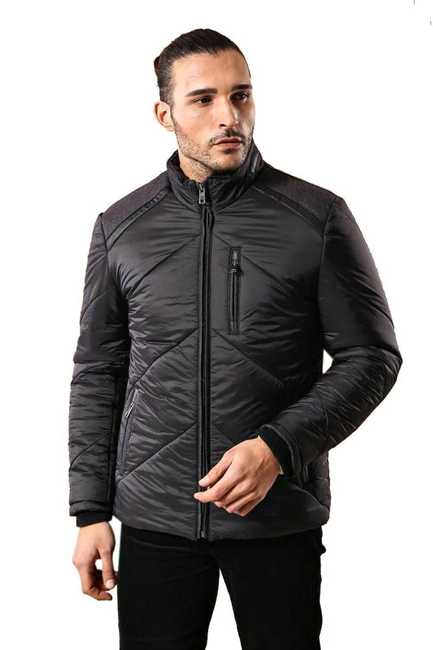 Smoked Quilted Down Coat 3-piece-suit, 40, Jackets, Modern Fit, Outwear, Puffer Coats, Quilted, Slim Fit, Zippered OutwearJacketsPuffer Coats - wessi