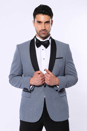 Smoked Shawl Lapel Sparkly Tuxedo Jacket 3-piece-suit, 36, 38, 40, 42, 44, 46, 48, 50, Men's Blazers, Modern Fit, Party, Shawl, Shiny, Slim Fit, Slim Fit Blazers, Wedding Men's BlazersSlim Fi