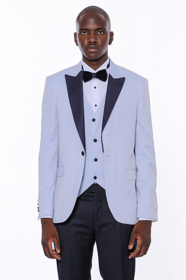 Soft Blue Wedding Suit | Wessi $100 - $150, 3 Piece Tuxedo, 3-piece-suit, 36, 38, 40, 42, 44, 46, 6 Drop, blue, Dot Patterned, Italian Suit, mens-suit, mens-suit_obsolete, Modern Fit, Navy, N