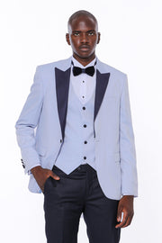 Soft Blue Wedding Suit | Wessi $100 - $150, 3 Piece Tuxedo, 3-piece-suit, 36, 38, 40, 42, 44, 46, 6 Drop, blue, Dot Patterned, Italian Suit, mens-suit, mens-suit_obsolete, Modern Fit, Navy, N