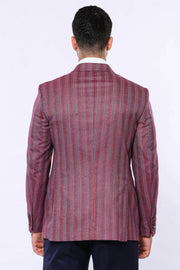 Striped Burgundy Blazer 3-piece-suit, 36, 38, 40, 42, 44, 46, 48, Men's Blazers, Modern Fit, Peak, Peak Lapel, Slim Fit, Sport Coats, Striped Men's BlazersSport Coats - wessi