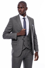 Striped Dark Beige Double Breasted Suit $150 - $200, 3-piece-suit, 36, 38, 40, 42, 44, 46, 48, 6 Drop, Beige, Daily, Double Breasted, Italian, Italian Suit, mens-suit_obsolete, Modern Fit, No