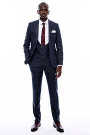 Striped Navy Double Breasted Suit $150 - $200, 3-piece-suit, 36, 38, 40, 42, 44, 46, 48, 6 Drop, Blue, Daily, Double Breasted, Italian, Italian Suit, Modern Fit, Navy, Navy Blue Suit, navy-bl