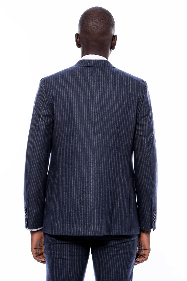 Striped Navy Double Breasted Suit $150 - $200, 3-piece-suit, 36, 38, 40, 42, 44, 46, 48, 6 Drop, Blue, Daily, Double Breasted, Italian, Italian Suit, Modern Fit, Navy, Navy Blue Suit, navy-bl