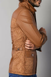 Tan Leather Coat 3-piece-suit, 36, 38, 40, 42, 44, 46, Brown, Jackets, Modern Fit, Outwear, Puffer Coats, Quilted, Slim Fit, Suede, tan, Zippered OutletBlazer - wessi