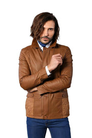 Tan Leather Coat 3-piece-suit, 36, 38, 40, 42, 44, 46, Brown, Jackets, Modern Fit, Outwear, Puffer Coats, Quilted, Slim Fit, Suede, tan, Zippered OutletBlazer - wessi