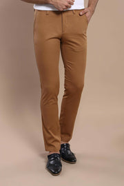 Tawny Cotton Pants 3-piece-suit, 30, 34, Brown, Casual, Daily, Modern Fit, Patterned, Slim Fit, Slim Fit Trousers, Sport, tan, Trouser OutletTrousers - wessi