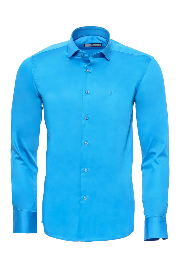 Turquoise Slim-Fit Long Sleeve Shirt 3-piece-suit, Basic, blue, Casual, Cuff, Daily, Essentials, GÃƒÆ’Ã‚Â¶mlek Modelleri, Italian, Long Sleeve, M, Modern Fit, Office, Plain, S, Sati