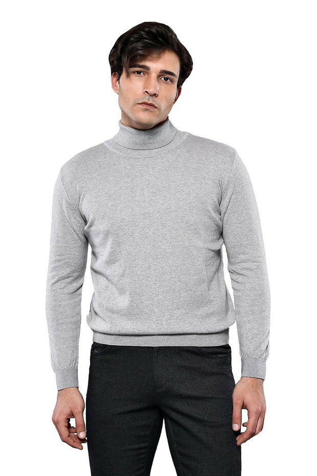 Turtleneck Grey Sweater | Wessi 3-piece-suit, Basic, Daily, Essentials, Knit, Knitwear, Modern Fit, Plain, Slim Fit, Turtle Neck, Turtle Neck Sweater KnitwearTurtle Neck Sweater - wessi