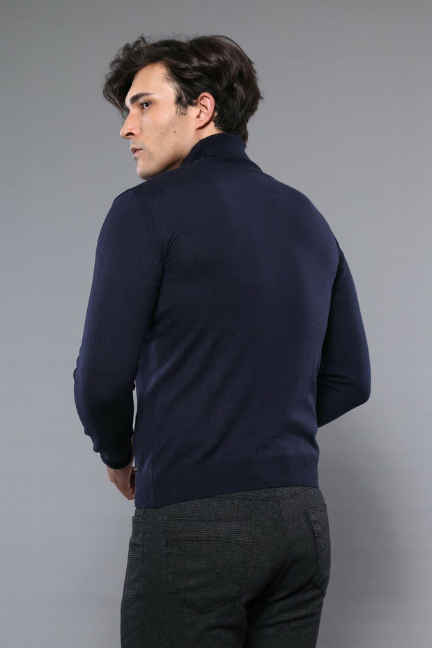 Turtleneck Navy Blue Sweater | Wessi 3-piece-suit, Basic, blue, Daily, Essentials, Knit, Knitwear, Modern Fit, Navy, Navy Blue, Plain, Slim Fit, Turtle Neck, Turtle Neck Sweater KnitwearTurtl