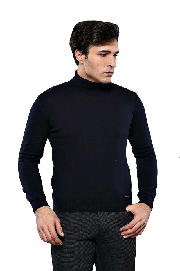 Turtleneck Navy Sweater | Wessi 3-piece-suit, Basic, Blue, Daily, Essentials, Knit, Knitwear, Modern Fit, Navy, navy-blue, Plain, Slim Fit, Turtle Neck, Turtle Neck Sweater KnitwearTurtle Nec