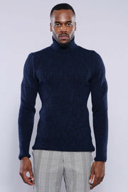 Turtuleneck Navy Blue Knitwear | Wessi 3-piece-suit, Blue, Daily, Knit, Knitwear, Modern Fit, Navy, navy-blue, Patterned, Slim Fit, Turtle Neck, Turtle Neck Sweater KnitwearTurtle Neck Sweate