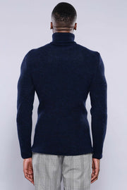 Turtuleneck Navy Blue Knitwear | Wessi 3-piece-suit, Blue, Daily, Knit, Knitwear, Modern Fit, Navy, navy-blue, Patterned, Slim Fit, Turtle Neck, Turtle Neck Sweater KnitwearTurtle Neck Sweate