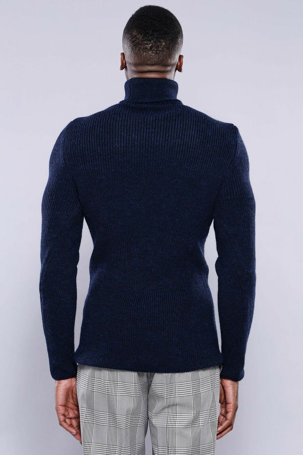 Turtuleneck Navy Blue Knitwear | Wessi 3-piece-suit, Blue, Daily, Knit, Knitwear, Modern Fit, Navy, navy-blue, Patterned, Slim Fit, Turtle Neck, Turtle Neck Sweater KnitwearTurtle Neck Sweate