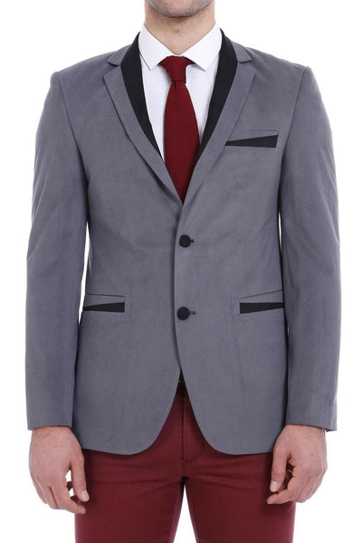 Two Buttons Velvet Grey Blazer 3-piece-suit, 34, 36, 38, 40, 44, 46, 6 Drop, Basic, Casual Blazer, Essentials, Grey, Italian Suit, Men's Blazers, Modern Fit, Plain, Slim Fit, Slim Fit Suit, S