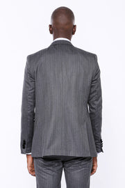 Velvet Lapel Patterned Grey Tuxedo $200 - $300, 3 Piece Tuxedo, 3-piece-suit, 34, 36, 38, 40, 42, 44, 46, 48, 6 Drop, Dark Grey, Detachable, Detachable Lapel, Double Breasted, Grey, Grey Suit