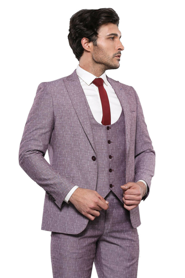 Vested Burgundy Men's Suit | Wessi 3-piece-suit, 40, 42, Modern Fit, Slim Fit, Slim Fit Suit, Suit OutletSuit - wessi