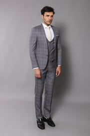 Vested Grey Plaid Suit | Wessi 3-piece-suit, 34, 40, 42, Modern Fit, Notch, Slim Fit, Slim Fit Suit, Suit SuitSlim Fit Suit - wessi