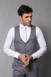 Vested Grey Plaid Suit | Wessi 3-piece-suit, 34, 40, 42, Modern Fit, Notch, Slim Fit, Slim Fit Suit, Suit SuitSlim Fit Suit - wessi