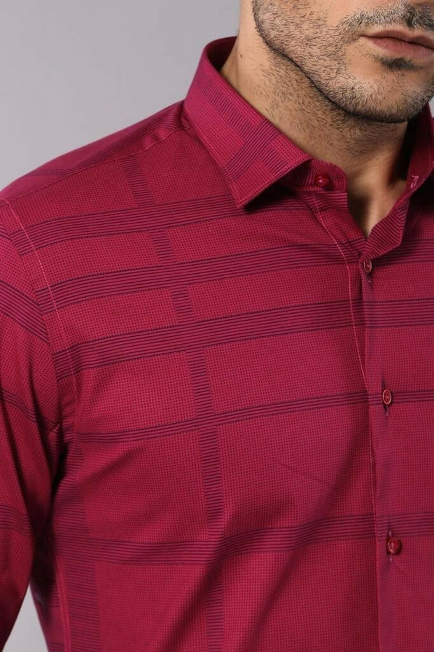 White Checkered Burgundy Slimfit Shirt 3-piece-suit, Casual, Checked, Daily, Floral Shirt, Italian, Modern Fit, Patterned, Shirt, Slim Fit ShirtFloral Shirt - wessi