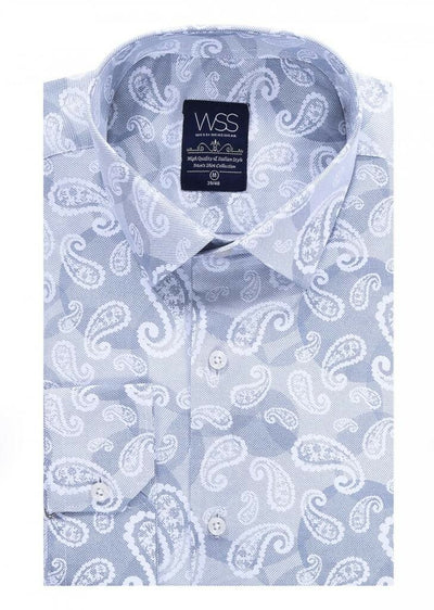 White Patterned Slimfit Blue Shirt 3-piece-suit, Casual, Daily, Floral, Floral Shirt, Italian, Modern Fit, Patterned, Shirt, Slim Fit, Sport ShirtFloral Shirt - wessi