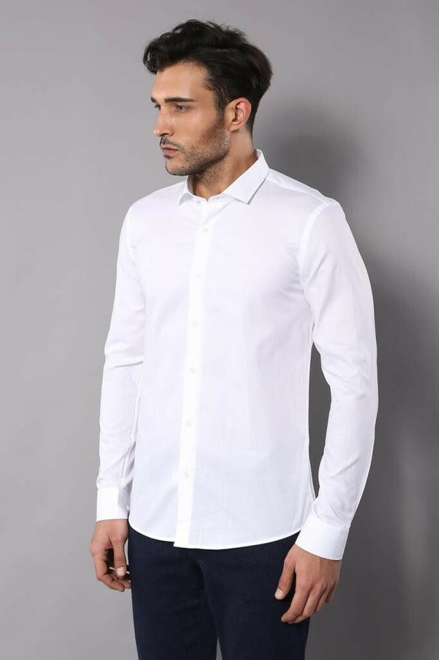 White Plain Shirt 3-piece-suit, Basic, Casual, Casual Shirt, Daily, Essentials, Italian, Modern Fit, Office, Patterned, Shirt, Slim Fit, white ShirtCasual Shirt - wessi