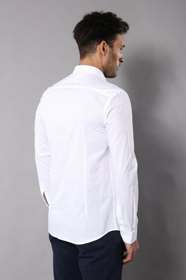 White Plain Shirt 3-piece-suit, Basic, Casual, Casual Shirt, Daily, Essentials, Italian, Modern Fit, Office, Patterned, Shirt, Slim Fit, white ShirtCasual Shirt - wessi