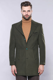 Wide Lapel Green Pea Coat | Wessi 3-piece-suit, 36, 38, 40, 42, 44, 46, 48, Brown, Coat, Modern Fit, Outwear, Peak, Peak Lapel, Slim Fit, Tan, Tweed Coat OutwearCoatTweed Coat - wessi