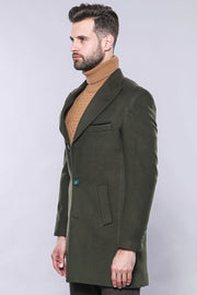 Wide Lapel Green Pea Coat | Wessi 3-piece-suit, 36, 38, 40, 42, 44, 46, 48, Brown, Coat, Modern Fit, Outwear, Peak, Peak Lapel, Slim Fit, Tan, Tweed Coat OutwearCoatTweed Coat - wessi