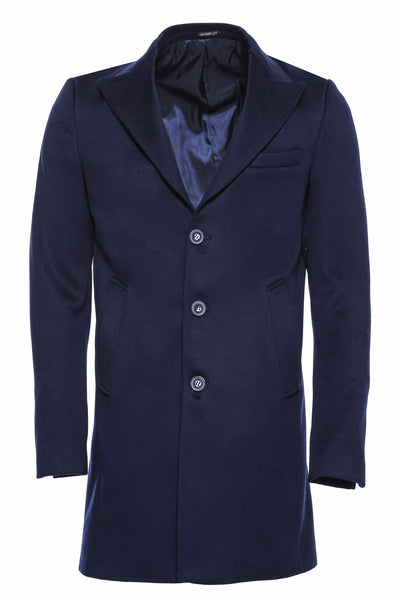 Wide Pointed Collar Navy Blue Over Knee Coat 3-piece-suit, 34, 36, 38, 40, 42, 44, 46, 48, Blue, Coat, Kaban, Modern Fit, Navy, Navy Blue, Outwear, Slim Fit OutwearCoatKaban - wessi