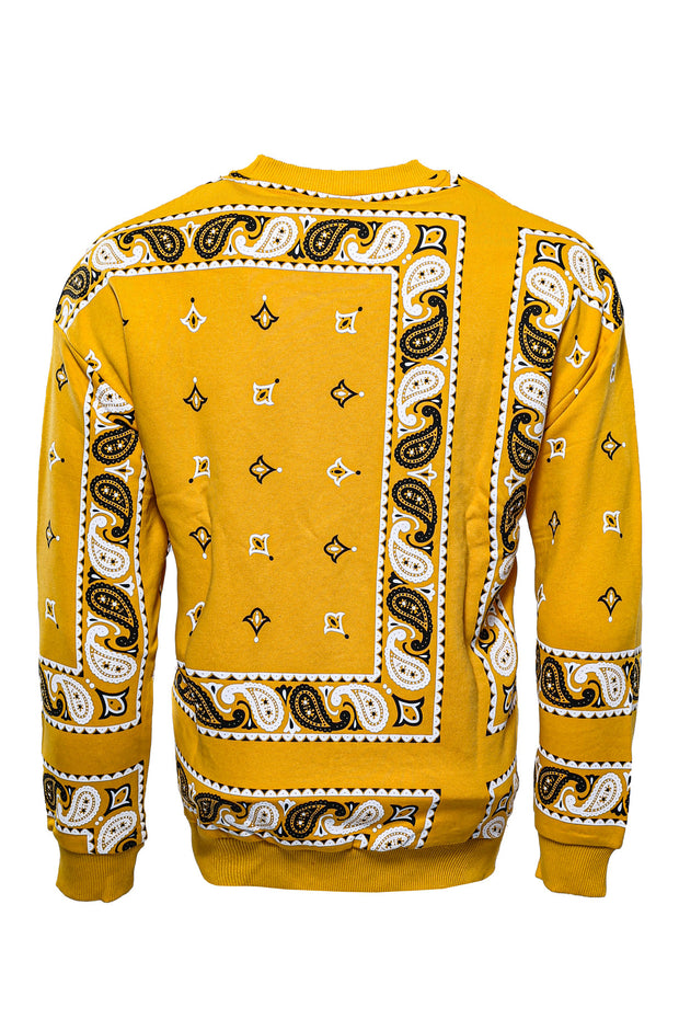 Yellow Patterned Crew Neck Sweater Printed, Slim Fit, Sport Clothing, Sweatshirt, Sweatshirt Modern Fit, yellow Sport ClothingSweatshirt - wessi