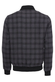 Dark Grey Checked Zippered Bomber Coat $50 - $100, 36, 38, 40, 42, 44, 46, 6 Drop, Bomber Jacket, Checked, Dark Grey, Grey, Modern Fit, Outwear, Patch Pockets, Plaid, Slim Fit, Slimfit, Zippe