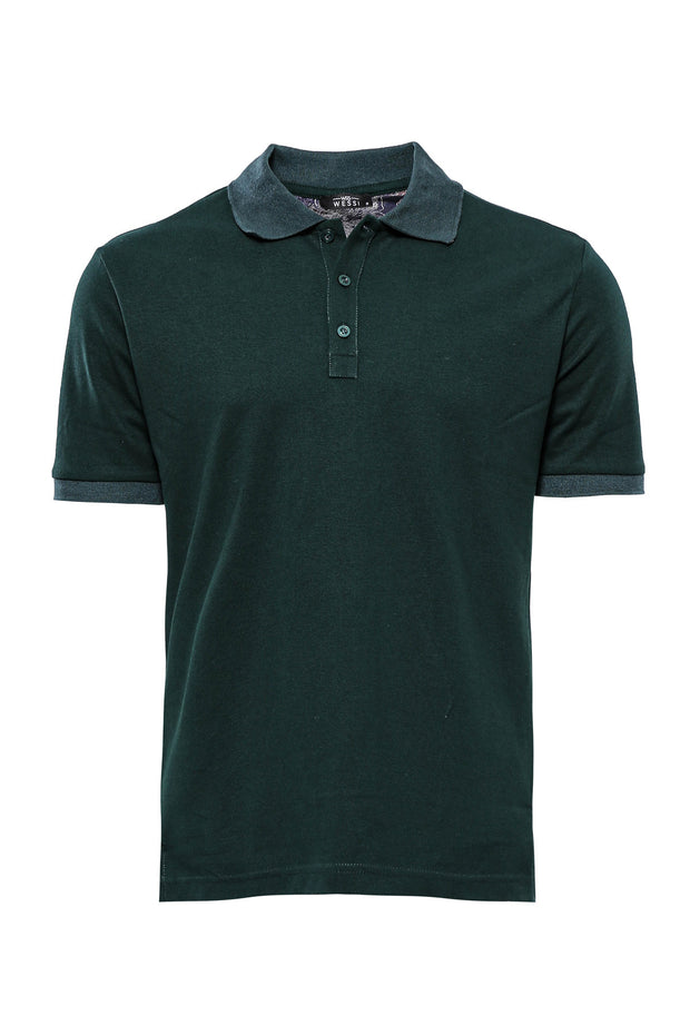 Green Oxford Polo Collar T-shirt 3-piece-suit, Basic, Casual, Daily, Essentials, Knit, Modern Fit, Oxford, Polo, Polo T-Shirt, Slim Fit, T-Shirt T-ShirtPolo T-Shirt - wessi