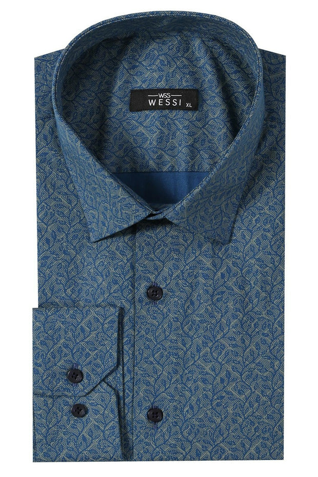 Green Patterned Shirt | Wessi 3-piece-suit, Casual, Cuff, Daily, Floral, Italian, Long Sleeve, Modern Fit, Patterned, Shirt, Slim Fit, Slim Fit Shirt ShirtSlim Fit Shirt - wessi