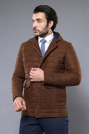 Hooded Brown Felt Coat | Wessi 3-piece-suit, 36, Brown, Coat, Hooded, Kaban, Modern Fit, Outwear, Slim Fit, tan OutletCoat - wessi