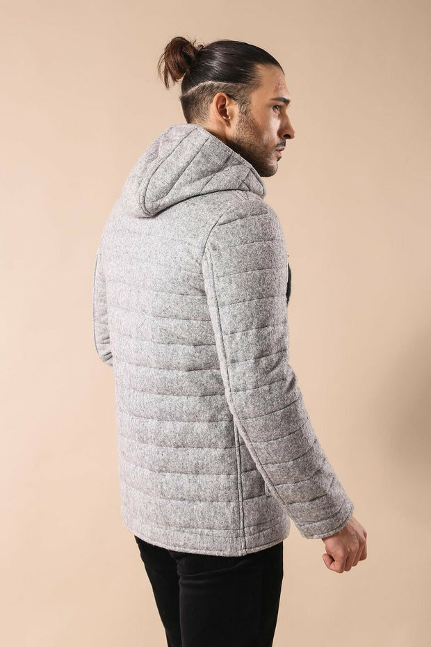 Hooded Grey Felt Coat | Wessi 38, 40, 42, 44, 46, Coat, Hooded, Hooded Coat, Modern Fit, Outwear, Slim Fit OutletCoat - wessi