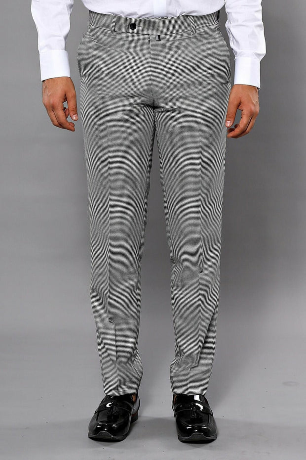 Patterned Grey Slim-Fit Trousers 28, 3-piece-suit, 30, 32, 34, 36, Casual, Checked, Daily, Grey, Modern Fit, Party, Patterned, Plaid, Slim Fit, Trouser, Trousers TrouserTrousers - wessi