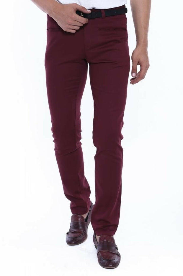 Patterned Burgundy Cotton Trousers 3-piece-suit, 30, 32, 34, 36, 38, 40, Casual, Daily, Modern Fit, Patterned, Slim Fit, Slim Fit Trousers, Sport, Trouser TrouserSlim Fit Trousers - wessi