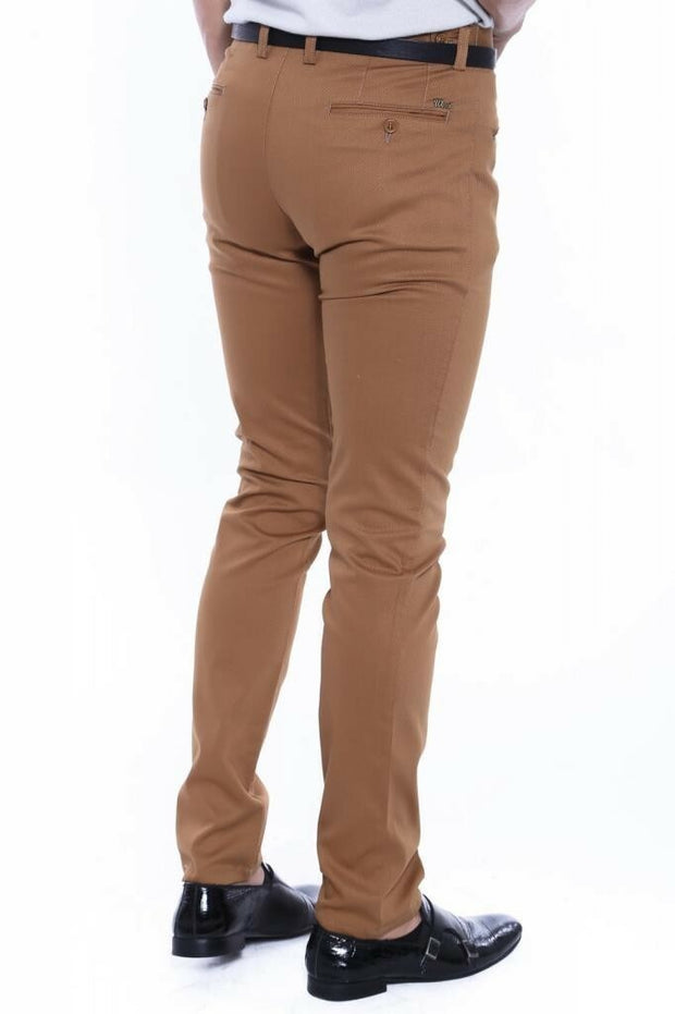 Patterned Brown Cotton Trousers 3-piece-suit, 30, 32, 34, 36, 38, 40, Brown, Casual, Daily, Modern Fit, Patterned, Slim Fit, Slim Fit Trousers, Sport, tan, Trouser OutletTrousers - wessi