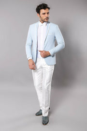 Sky Blue Groom Suit $50 - $100, 3-piece-suit, 34, 40, 6 Drop, Italian, Italian Suit, Modern Fit, Notch, Notch Lapel, Party, Plain, Slim Fit, Slim Fit Suit, Suit, Tuxedo, Wedding OutletSuit - 