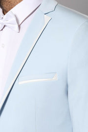 Sky Blue Groom Suit $50 - $100, 3-piece-suit, 34, 40, 6 Drop, Italian, Italian Suit, Modern Fit, Notch, Notch Lapel, Party, Plain, Slim Fit, Slim Fit Suit, Suit, Tuxedo, Wedding OutletSuit - 