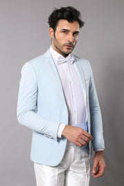 Sky Blue Groom Suit $50 - $100, 3-piece-suit, 34, 40, 6 Drop, Italian, Italian Suit, Modern Fit, Notch, Notch Lapel, Party, Plain, Slim Fit, Slim Fit Suit, Suit, Tuxedo, Wedding OutletSuit - 