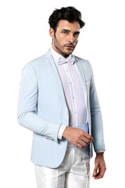 Sky Blue Groom Suit $50 - $100, 3-piece-suit, 34, 40, 6 Drop, Italian, Italian Suit, Modern Fit, Notch, Notch Lapel, Party, Plain, Slim Fit, Slim Fit Suit, Suit, Tuxedo, Wedding OutletSuit - 