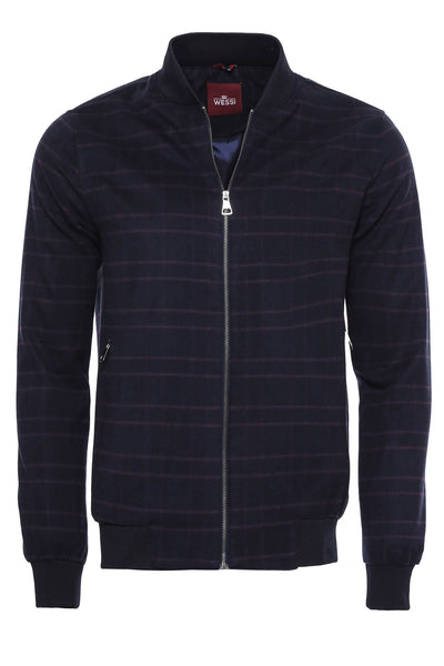 Navy Blue Striped Bomber Coat $50 - $100, 3-piece-suit, 36, 38, 40, 42, 44, 46, 48, blue, Bomber Jacket, Casual, Daily, Modern Fit, Navy, Navy Blue, Outwear, Plaid, Slim Fit, Slimfit, Zippere