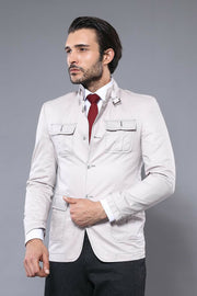 Mandarin Collar Beige Trenchcoat | Wessi $50 - $100, Basic, Brown, Casual, Daily, Essentials, Italian, L, M, Mandarin Collar, Modern Fit, Outwear, Plain, Slim Fit, Trenchcoat, XL OutletCoat -