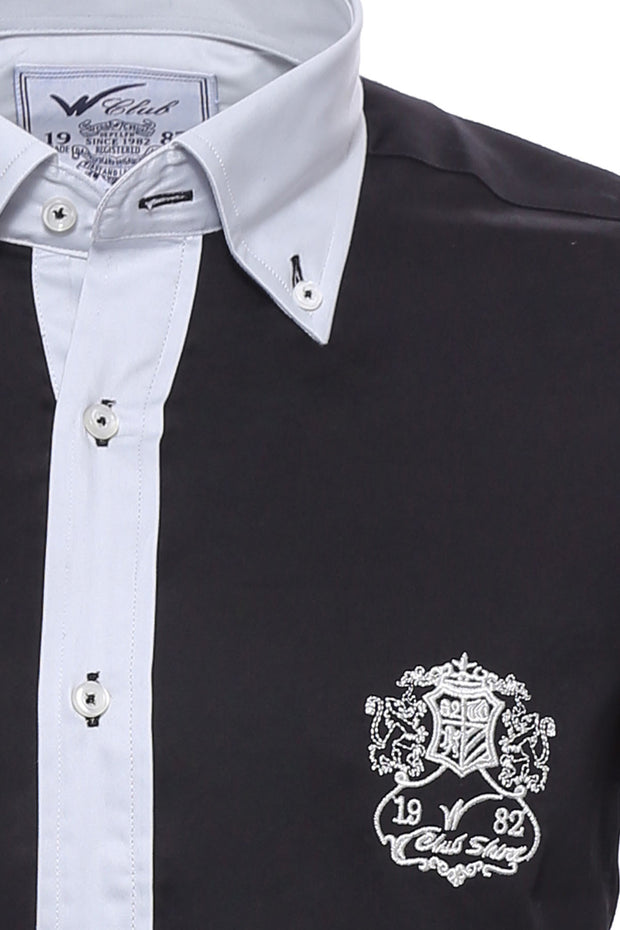 Pamuk Saten Siyah Spor GÃ¶mlek 3-piece-suit, Casual, Daily, Embroidered, Italian, Modern Fit, Shirt, Slim Fit, Slim Fit Shirt ShirtSlim Fit Shirt - wessi