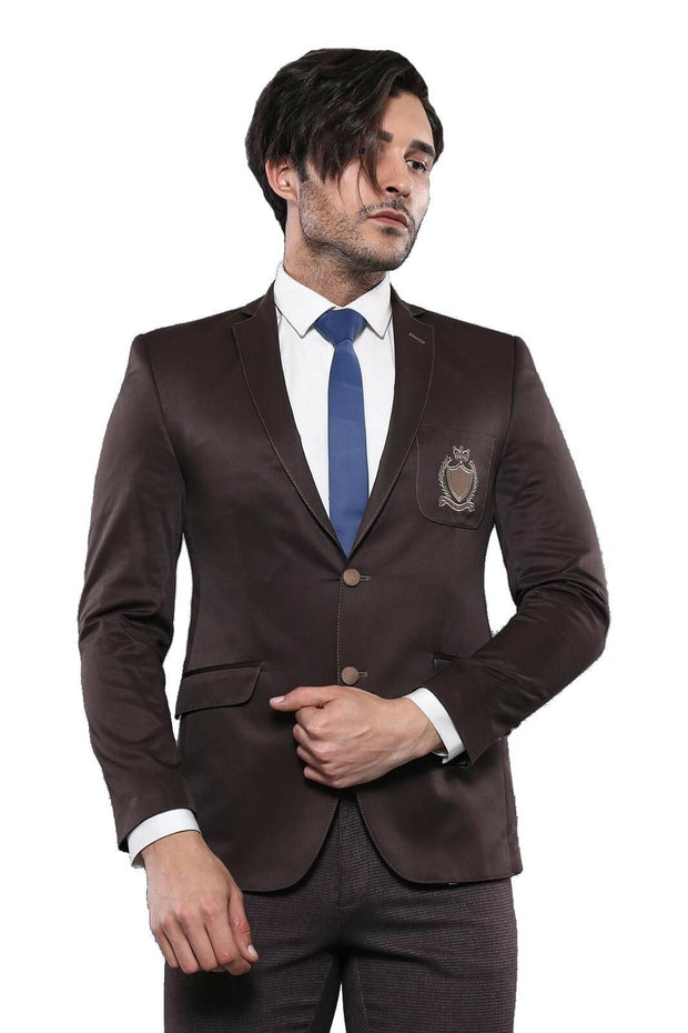 Patch Pocket Brown Slim Fit Jacket | Wessi 3-piece-suit, 38, 40, Beige, Cream, Men's Blazers, Modern Fit, Peak, Peak Lapel, Slim Fit, Slim Fit Blazers OutletBlazer - wessi