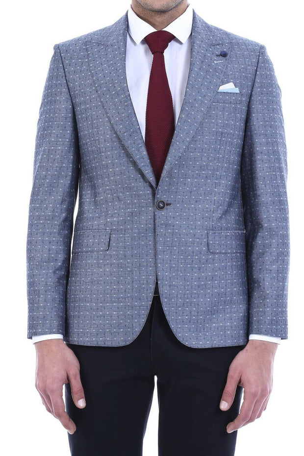 Patterned Linen Jacket | Wessi 3-piece-suit, 34, 36, 38, 40, 46, Dot Patterned, Men's Blazers, Modern Fit, Peak, Peak Lapel, Slim Fit, Slim Fit Blazers OutletBlazer - wessi