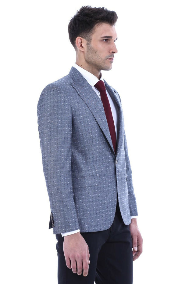 Patterned Linen Jacket | Wessi 3-piece-suit, 34, 36, 38, 40, 46, Dot Patterned, Men's Blazers, Modern Fit, Peak, Peak Lapel, Slim Fit, Slim Fit Blazers OutletBlazer - wessi